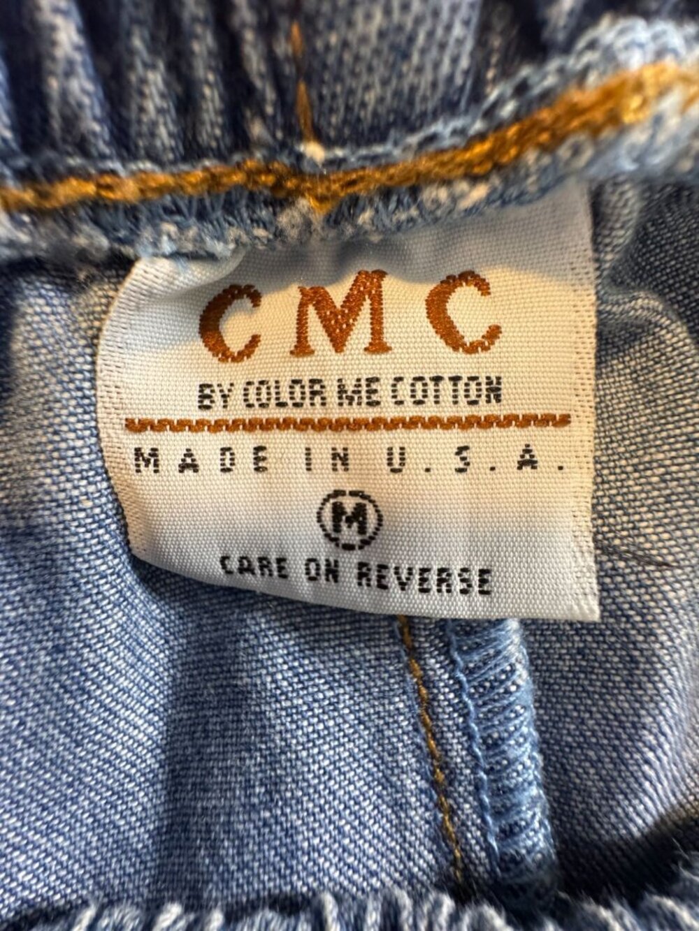 Vintage CMC Color Me Cotton Denim Maxi Skirt Size M Blue Elastic Waist Made in U - Picture 7 of 8